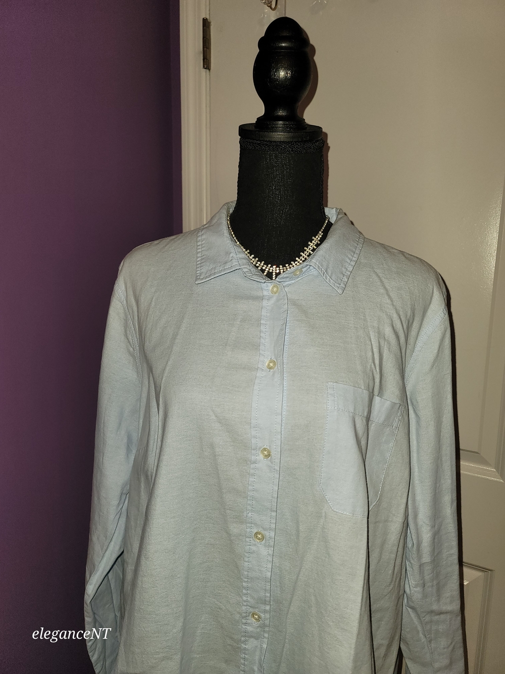Old Navy Light Blue Button-Down Shirt - Women's Long Sleeve Sz: XL - Picture 4 of 9